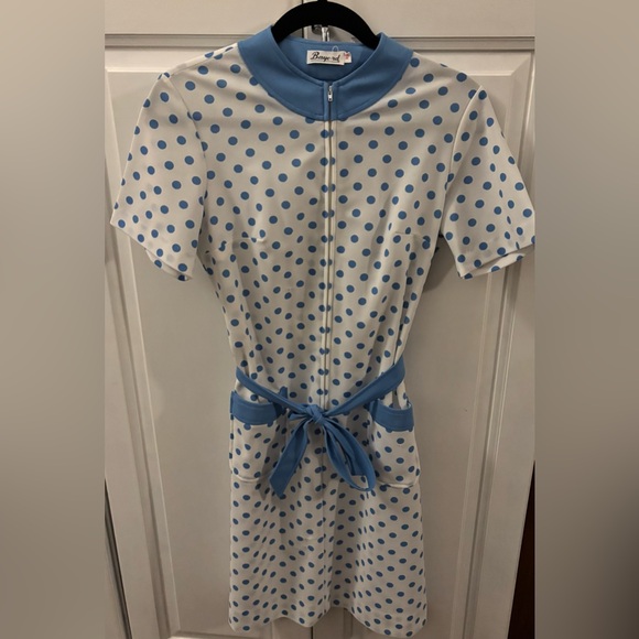Vintage Dresses & Skirts - Vintage Bayard Blue Polka Dot Dress